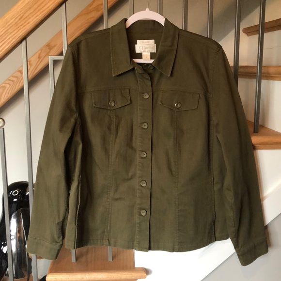 Christopher & Banks Jackets & Blazers - C.J. Banks Olive Green Denim Style Jacket Size X